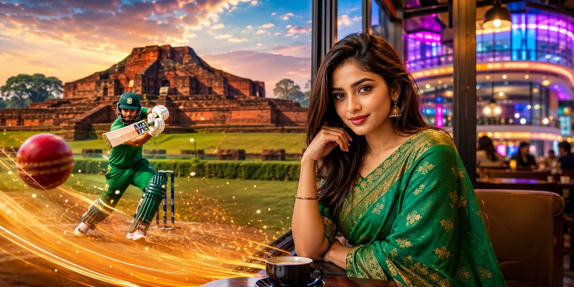 বাংলাদেশি শাড়িতে ক্রিকেট বেটিং পুরস্কার উপভোগের দৃশ্য